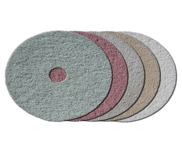 Discos almohadillas o pads impregnados con diamante para pulido y abrillantado de suelos con agua